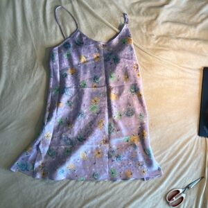 Source Unknown Floral Mini Dress - Purple and Yellow